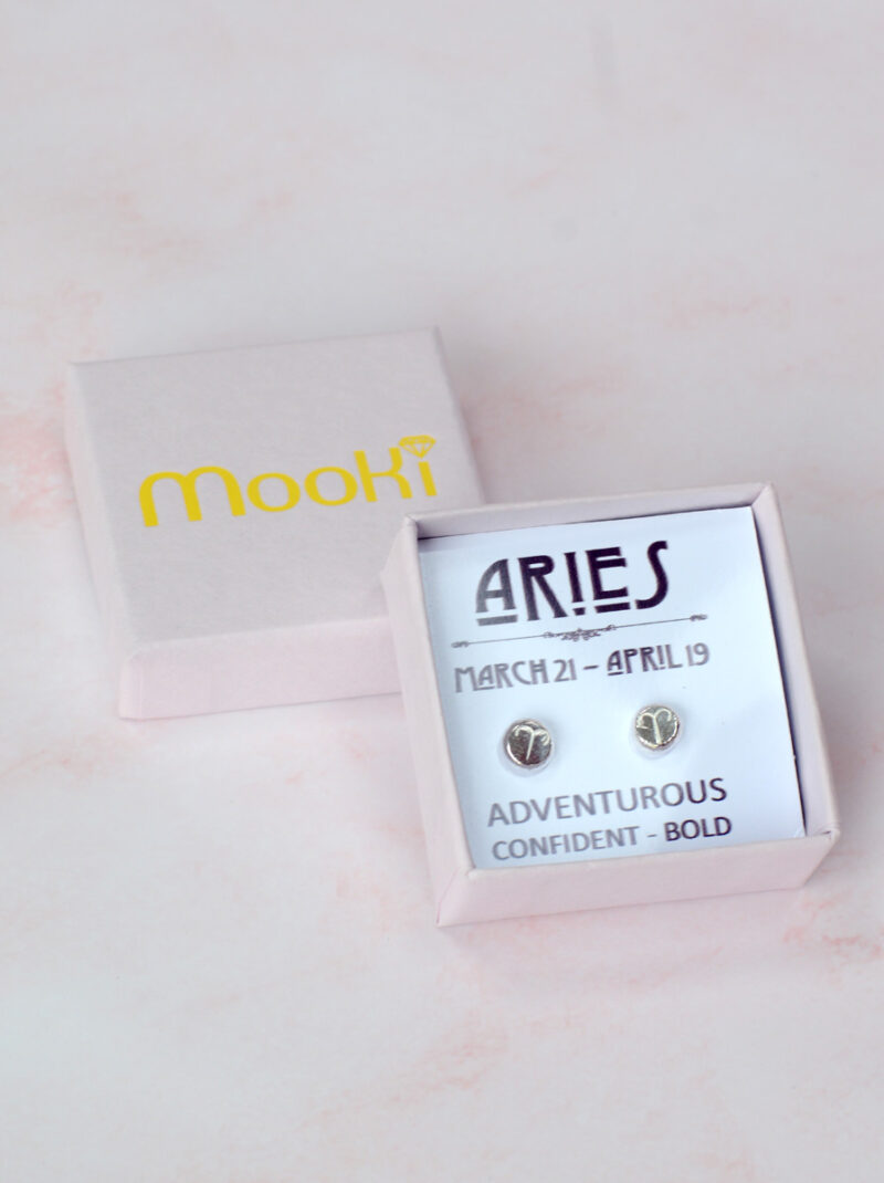 zodiac zero waste studs aries mooki jewellery recycled sterling silver