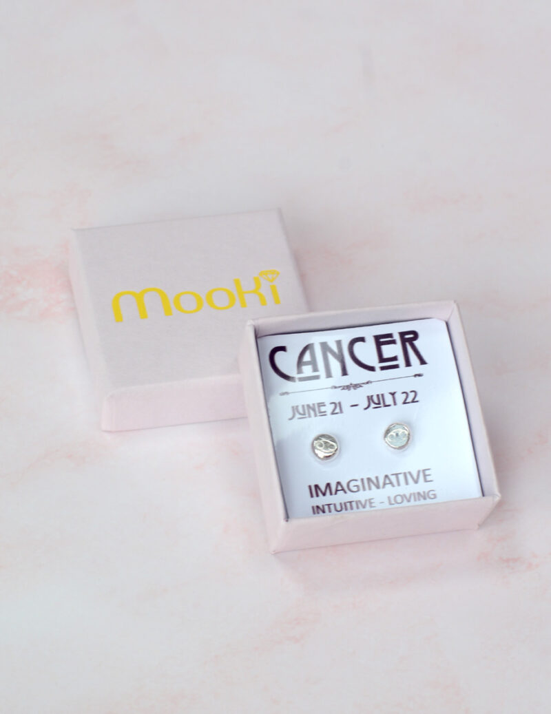 zodiac zero waste studs cancer mooki jewellery recycled sterling silver