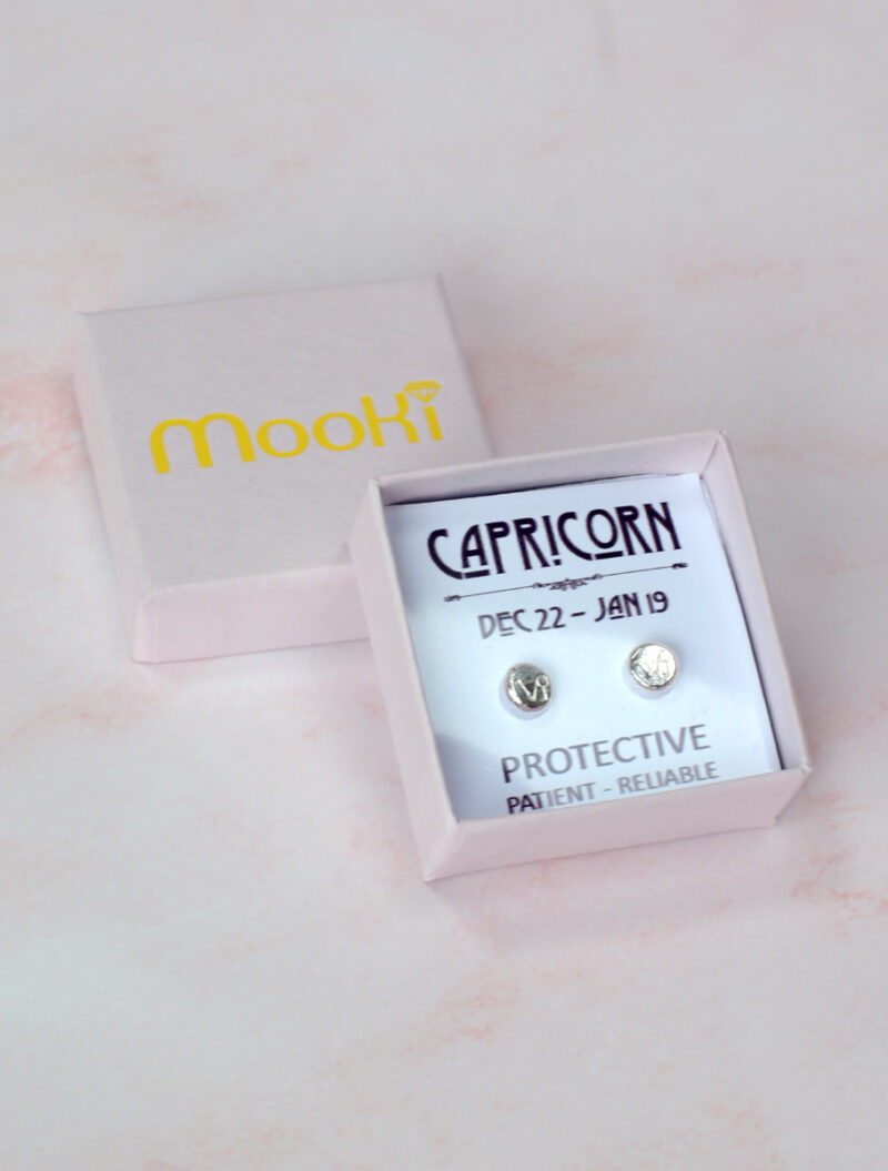 zodiac zero waste studs capricorn mooki jewellery recycled sterling silver