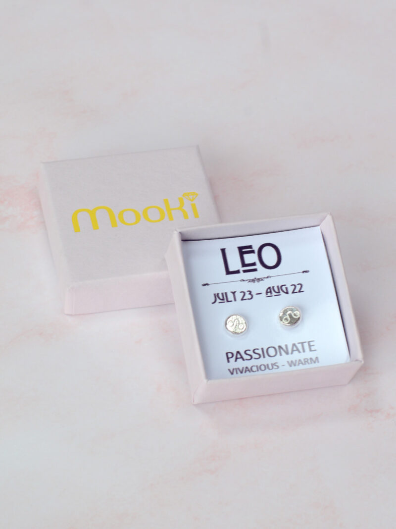 zodiac zero waste studs leo mooki jewellery recycled sterling silver