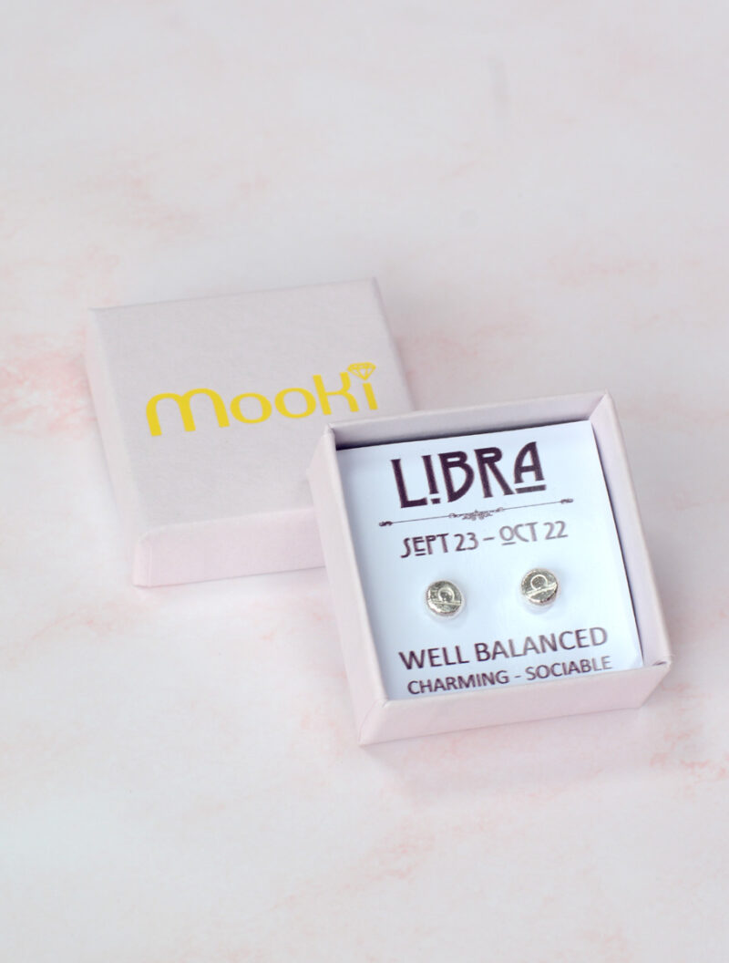 zodiac zero waste studs libra mooki jewellery recycled sterling silver