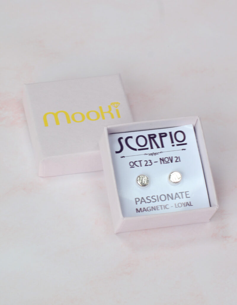 zodiac zero waste studs scorpio mooki jewellery recycled sterling silver