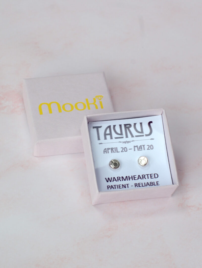 zodiac zero waste studs taurus mooki jewellery recycled sterling silver