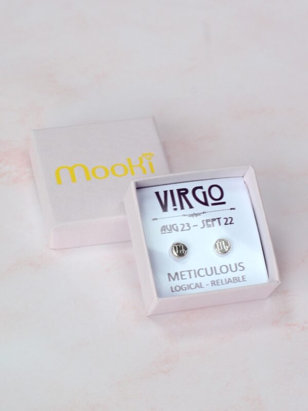 zodiac zero waste studs virgo mooki jewellery recycled sterling silver