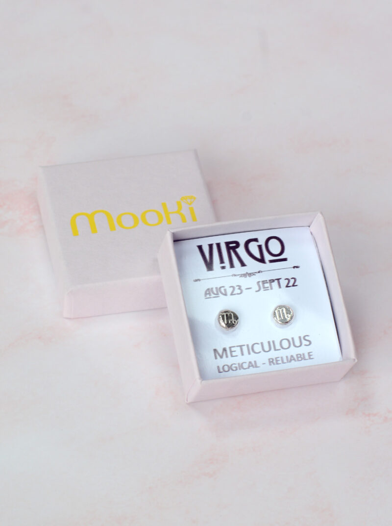 zodiac zero waste studs virgo mooki jewellery recycled sterling silver