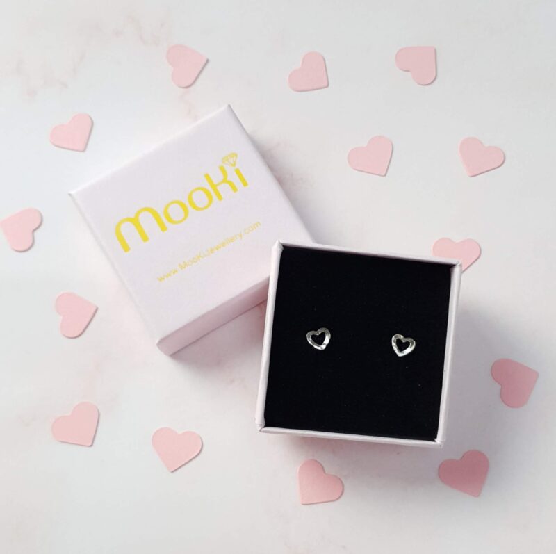 mooki jewellery baby open heart studs