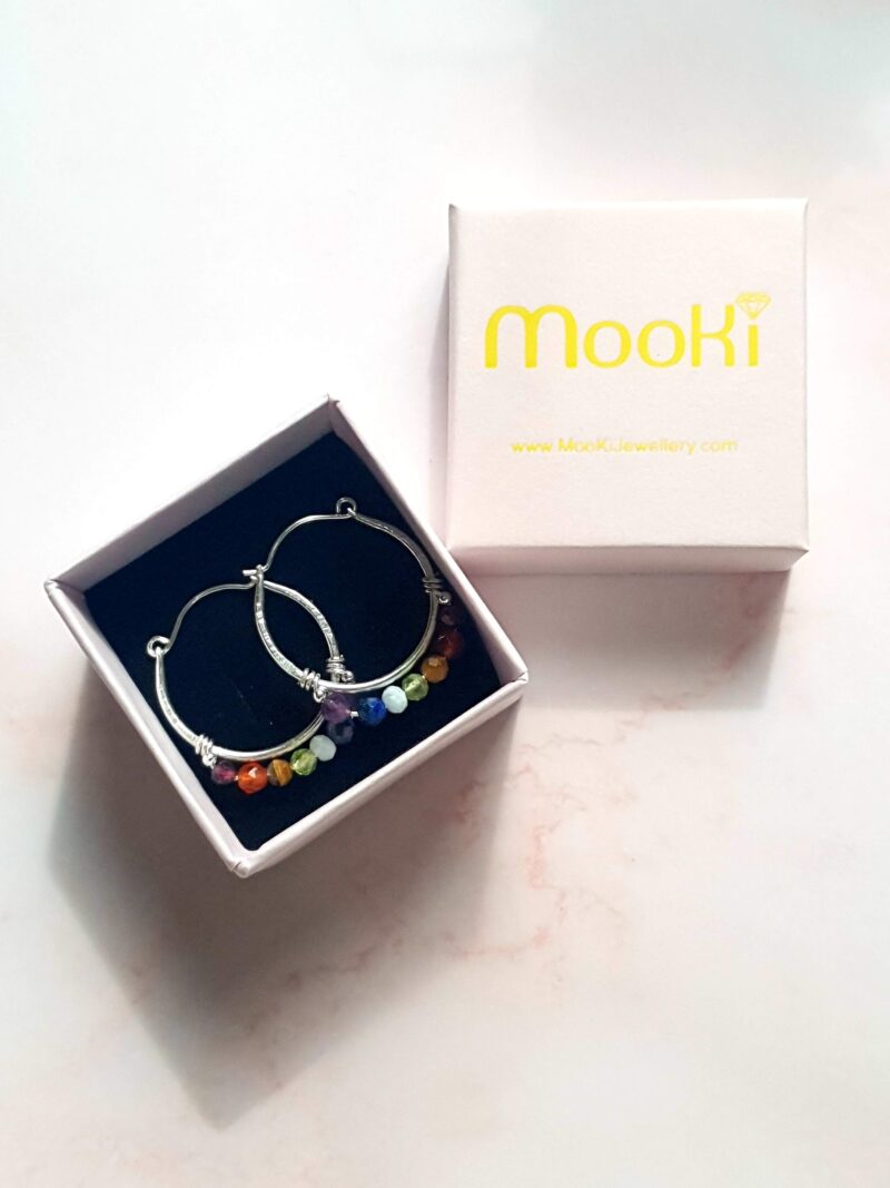 chakra hoops gemstone earrings mooki jewellery