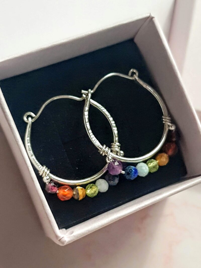 chakra hoops gemstone earrings mooki jewellery