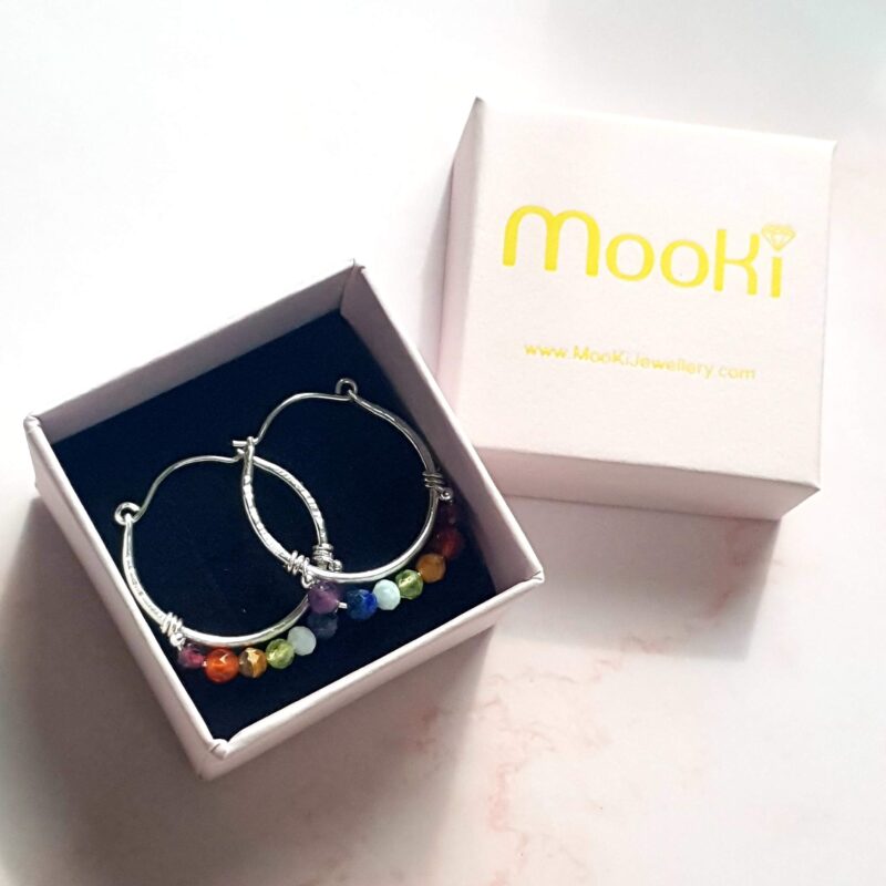 chakra hoops gemstone earrings mooki jewellery