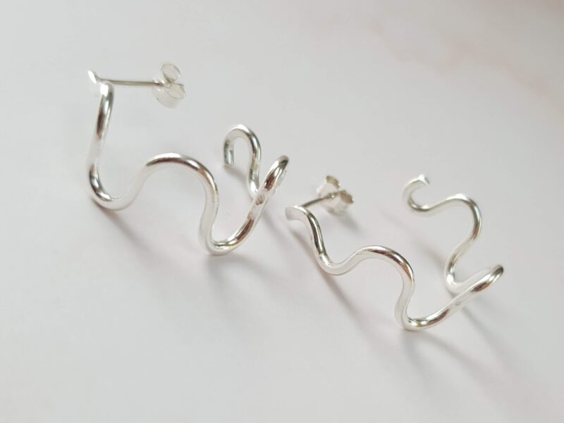 mooki jewellery wiggle hoops recycled silver earrings