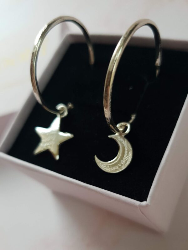 mooki moon star hoops silver earrings jewellery