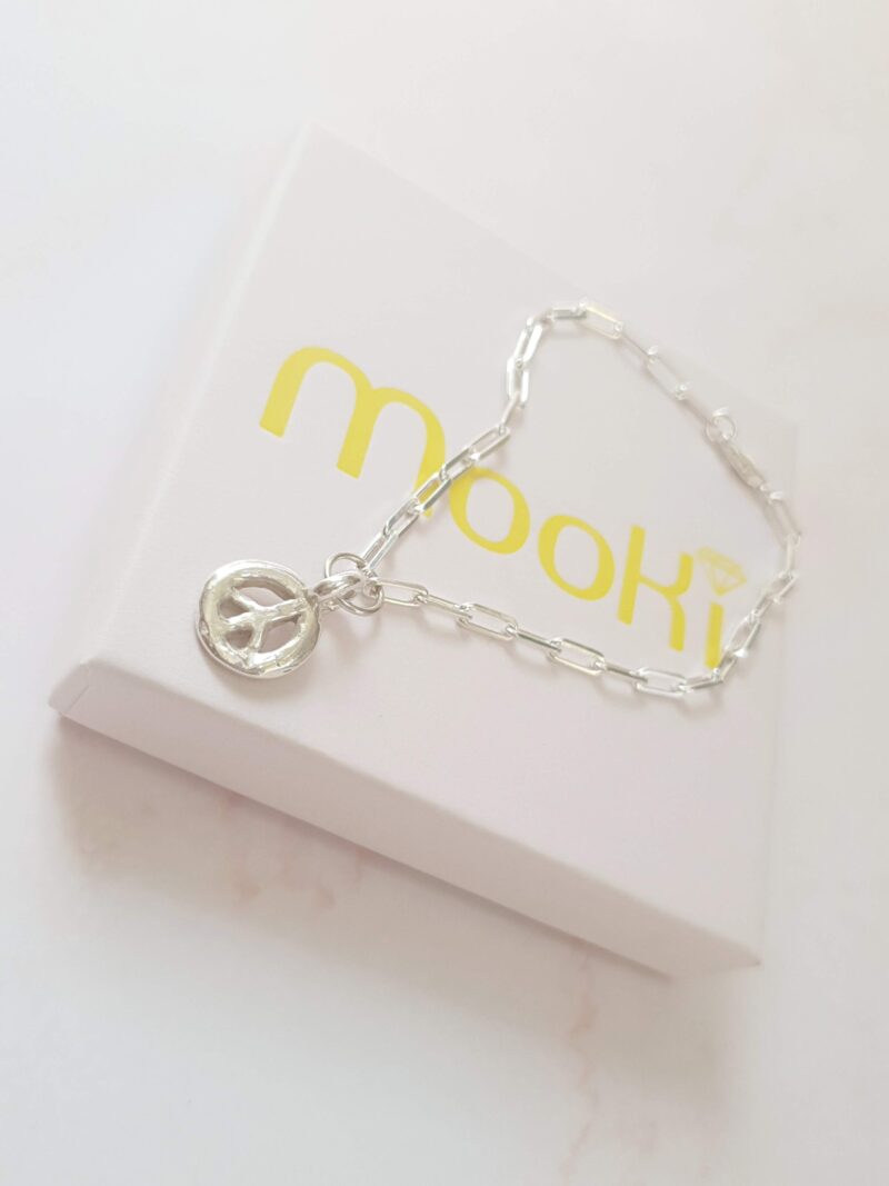 mooki jewellery peace paperclip bracelet