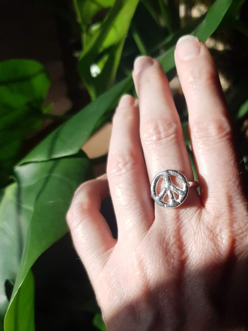 peace ring mooki jewellery sustainable recycled sterling silver cnd ban the bomb