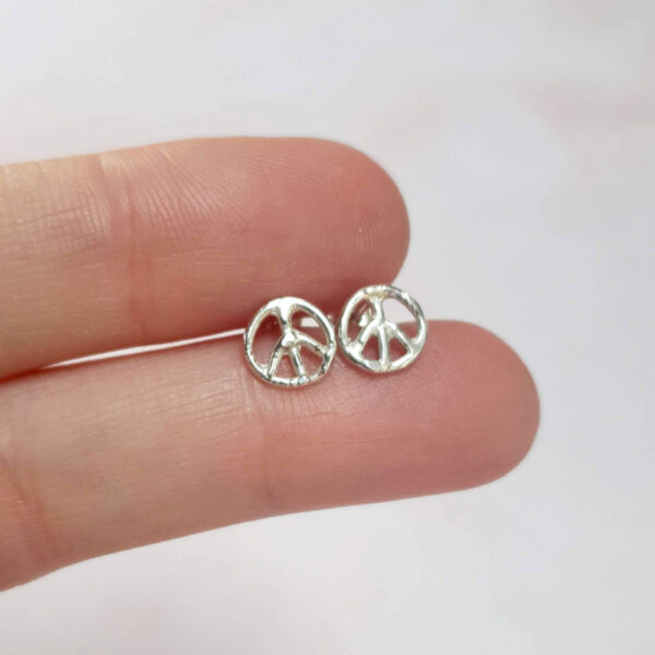 mooki jewellery peace studs recycled silver dainty