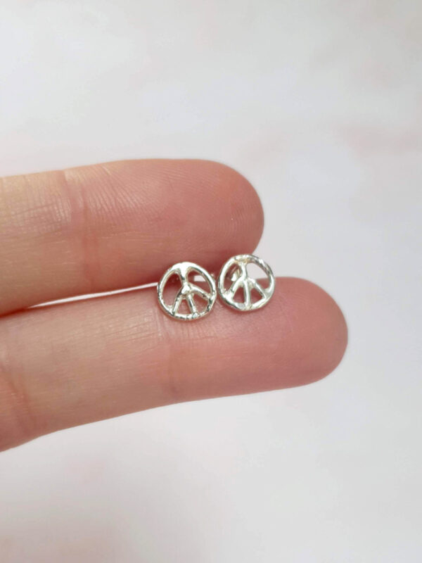 mooki jewellery peace studs recycled silver dainty