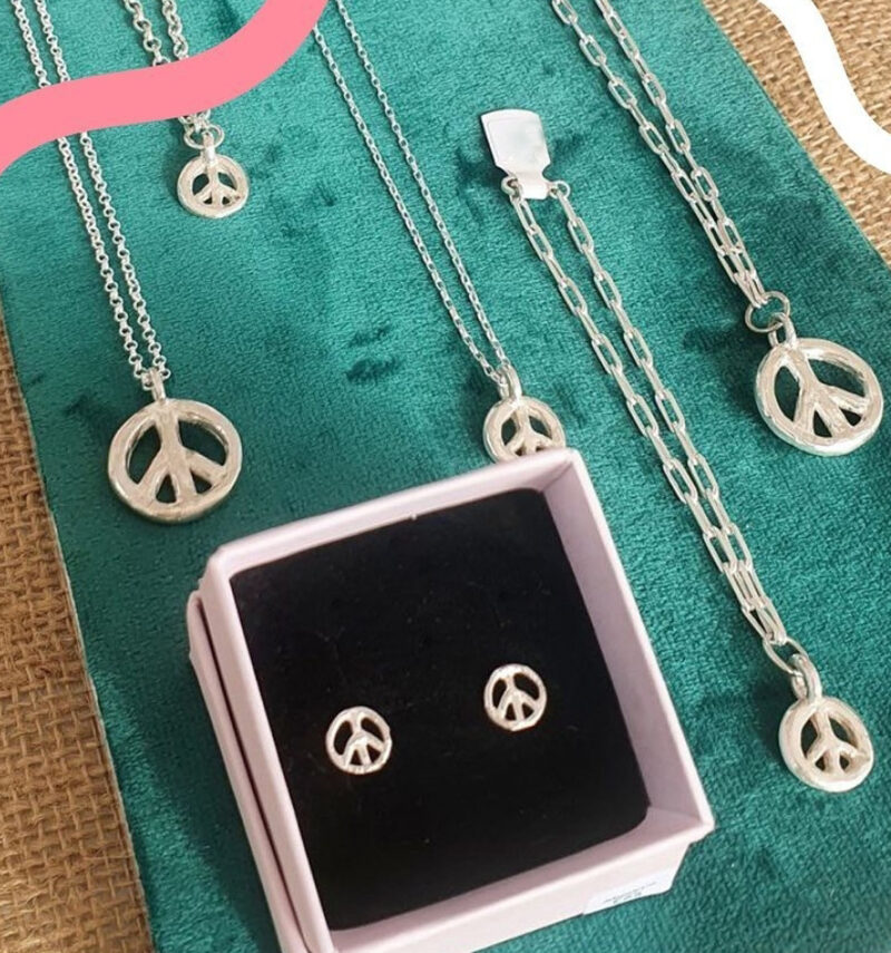 mooki jewellery peace studs recycled silver dainty