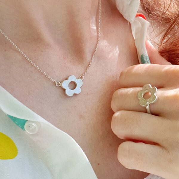 bloom necklace flower chunky silver mooki jewellery