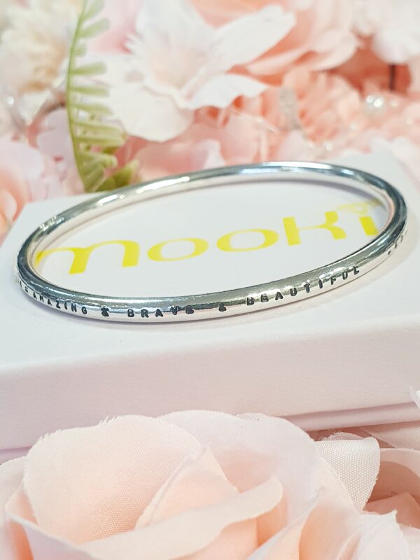 mooki alice 3mm bangle personalised outside silver