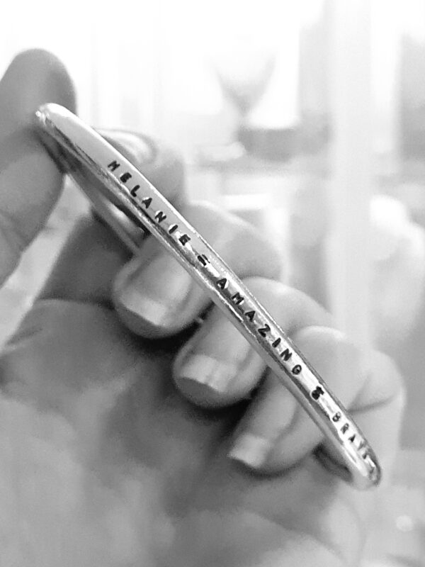 mooki alice 3mm bangle personalised outside silver