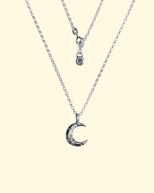 celeste necklace belcher crescent moon luxury recycled sterling silver hand made unique mooki jewellery