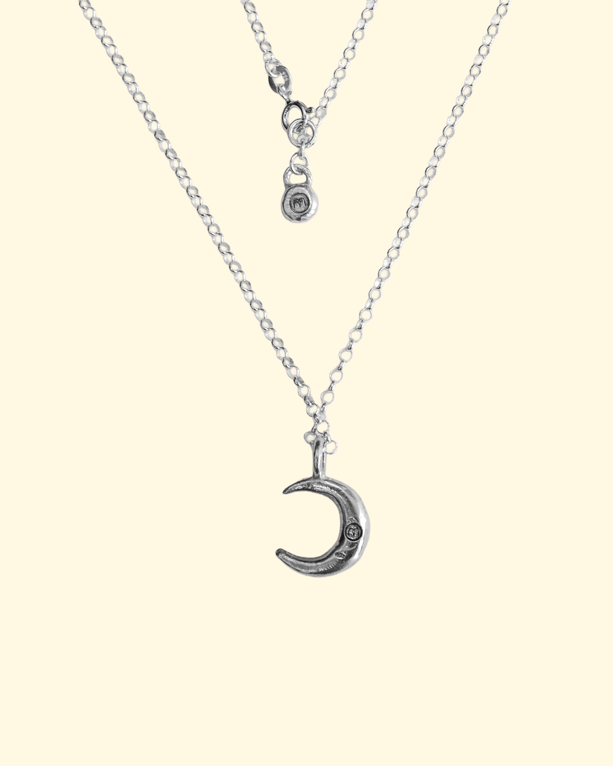 celeste necklace belcher crescent moon luxury recycled sterling silver hand made unique mooki jewellery