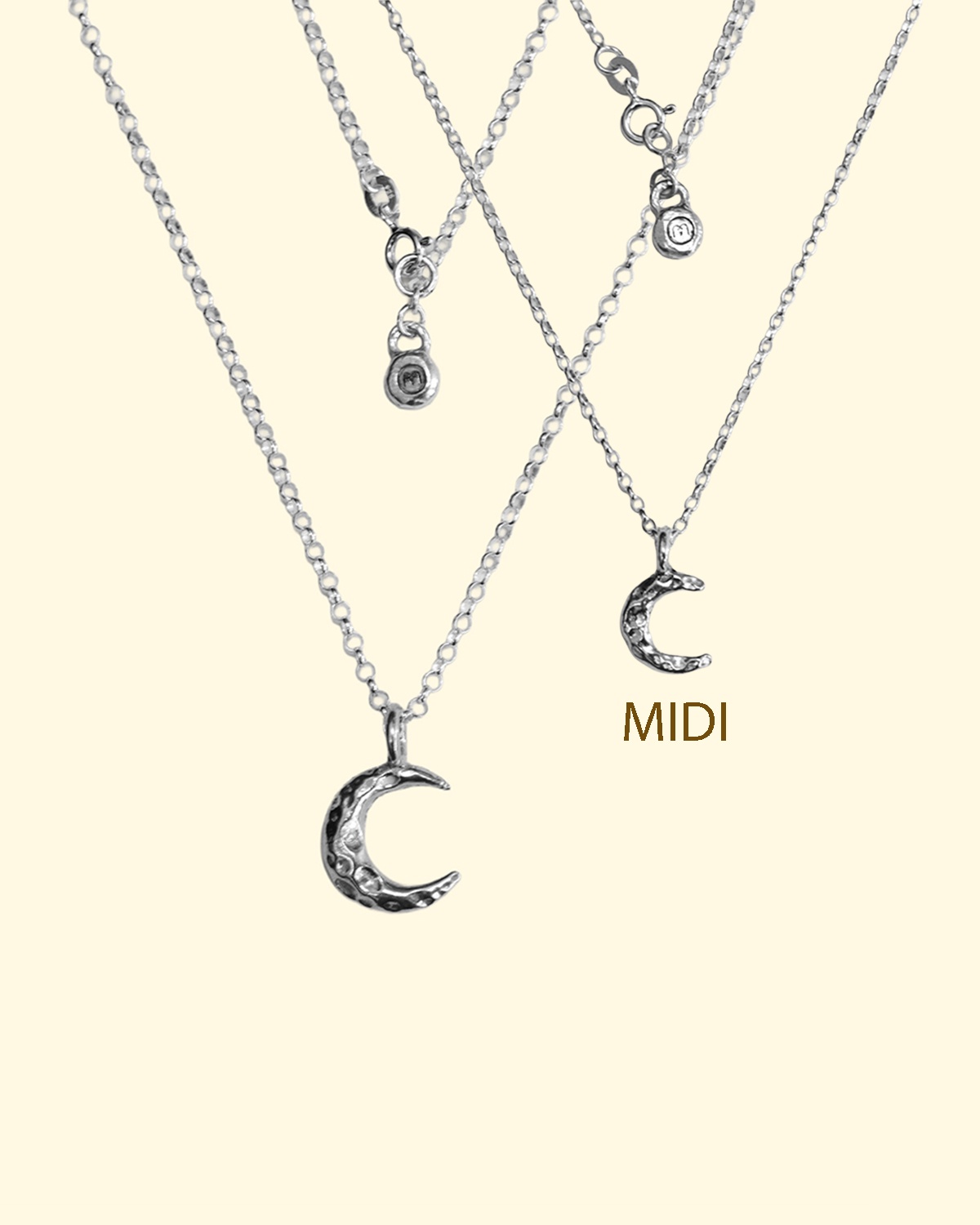 celeste necklace belcher crescent moon luxury recycled sterling silver hand made unique mooki jewellery