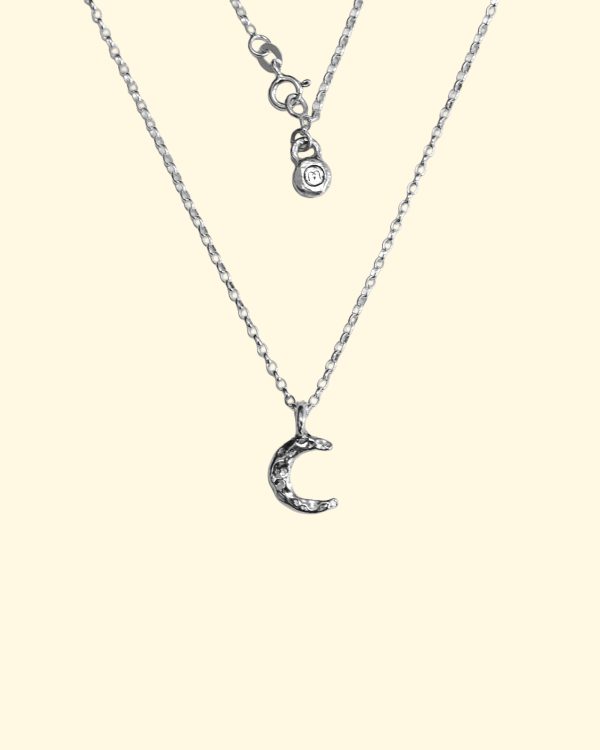 midi celeste necklace belcher crescent moon luxury recycled sterling silver hand made unique mooki jewellery