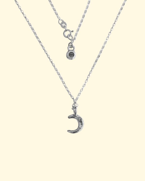midi celeste necklace belcher crescent moon luxury recycled sterling silver hand made unique mooki jewellery