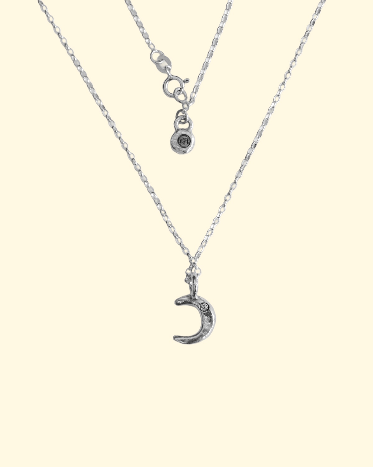 midi celeste necklace belcher crescent moon luxury recycled sterling silver hand made unique mooki jewellery