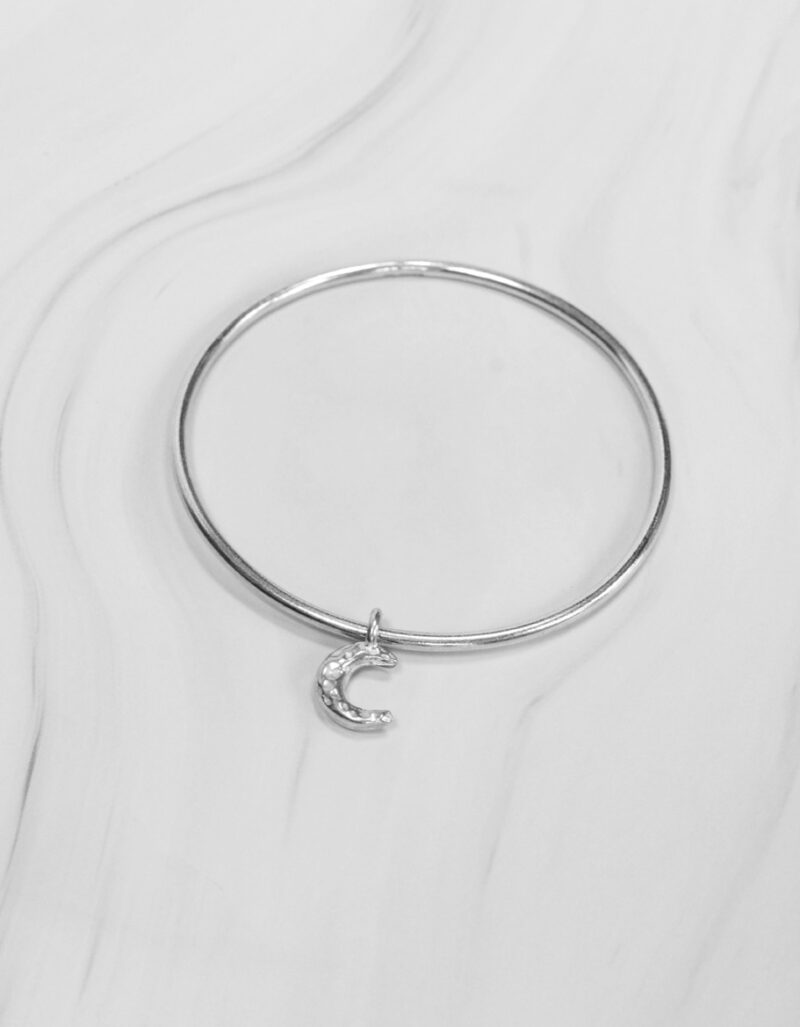 celeste bangle bracelet mooki jewellery silver sustainable moon chunky