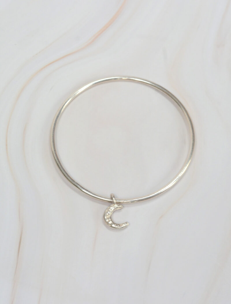 celeste bangle bracelet mooki jewellery silver sustainable moon chunky