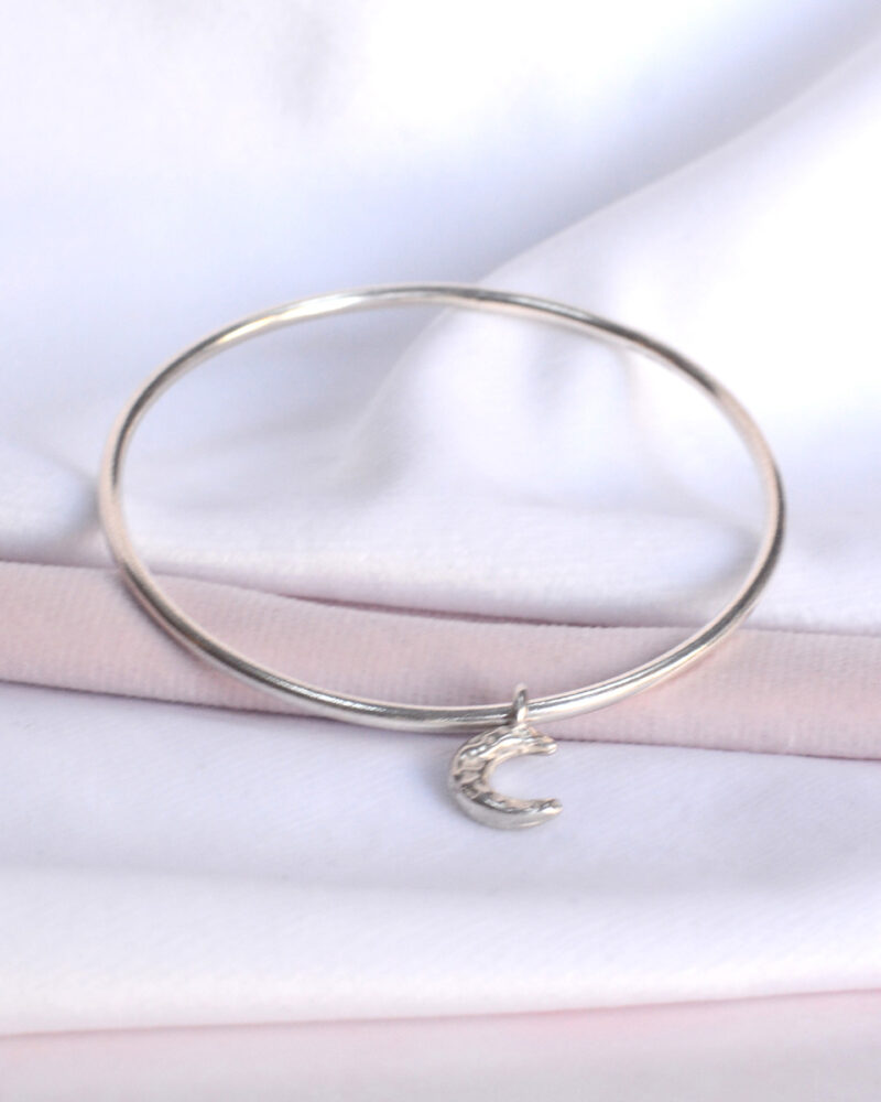 celeste bangle bracelet mooki jewellery silver sustainable moon chunky