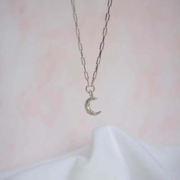 celeste maxi necklace paperclip mooki jewellery silver sustainable moon chunky