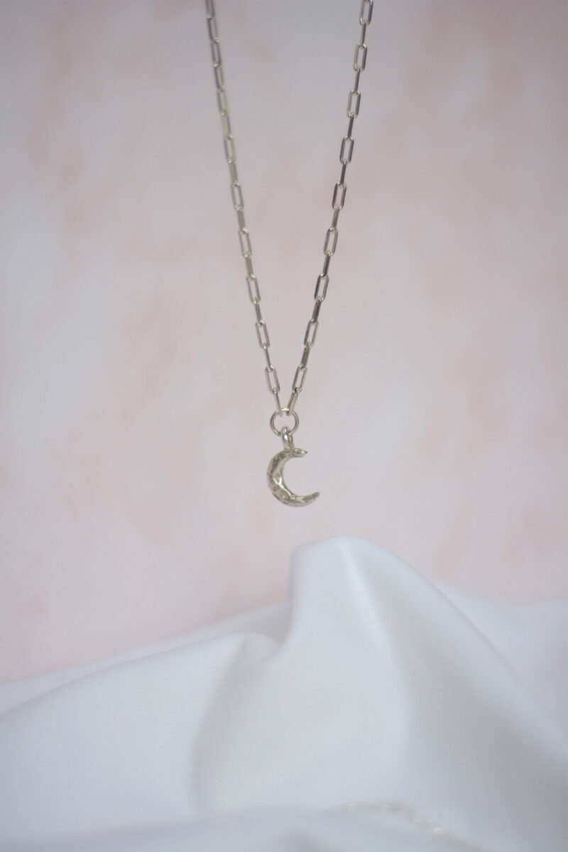 celeste maxi necklace paperclip mooki jewellery silver sustainable moon chunky