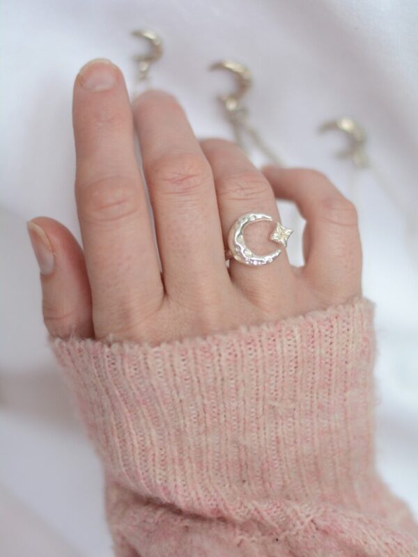 celeste ring mooki jewellery moon star ring chunky sterling silver cleethorpes british designer