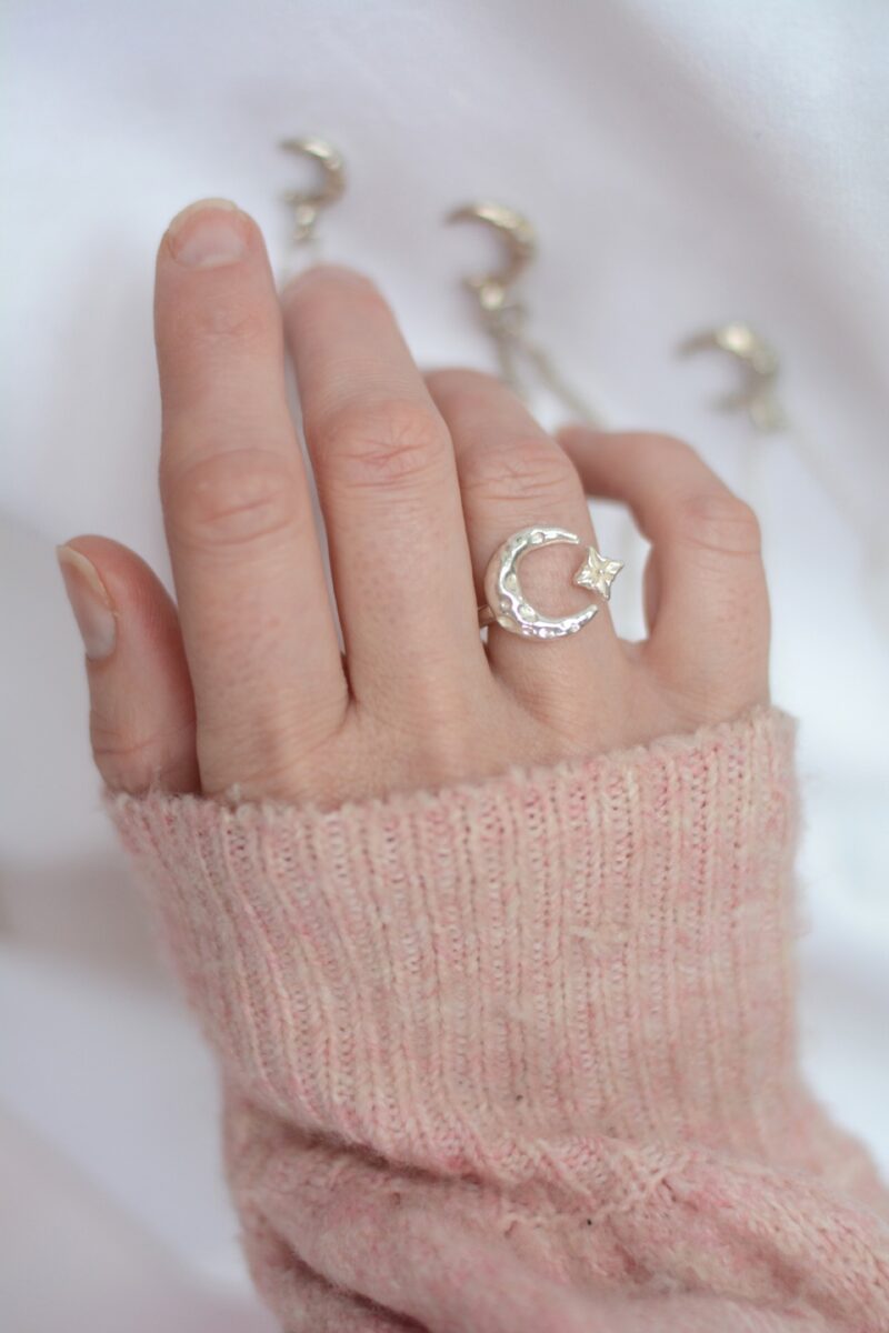 celeste ring mooki jewellery moon star ring chunky sterling silver cleethorpes british designer