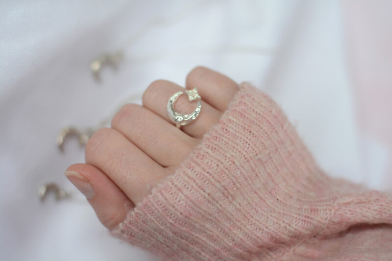 celeste ring mooki jewellery moon star ring chunky sterling silver cleethorpes british designer