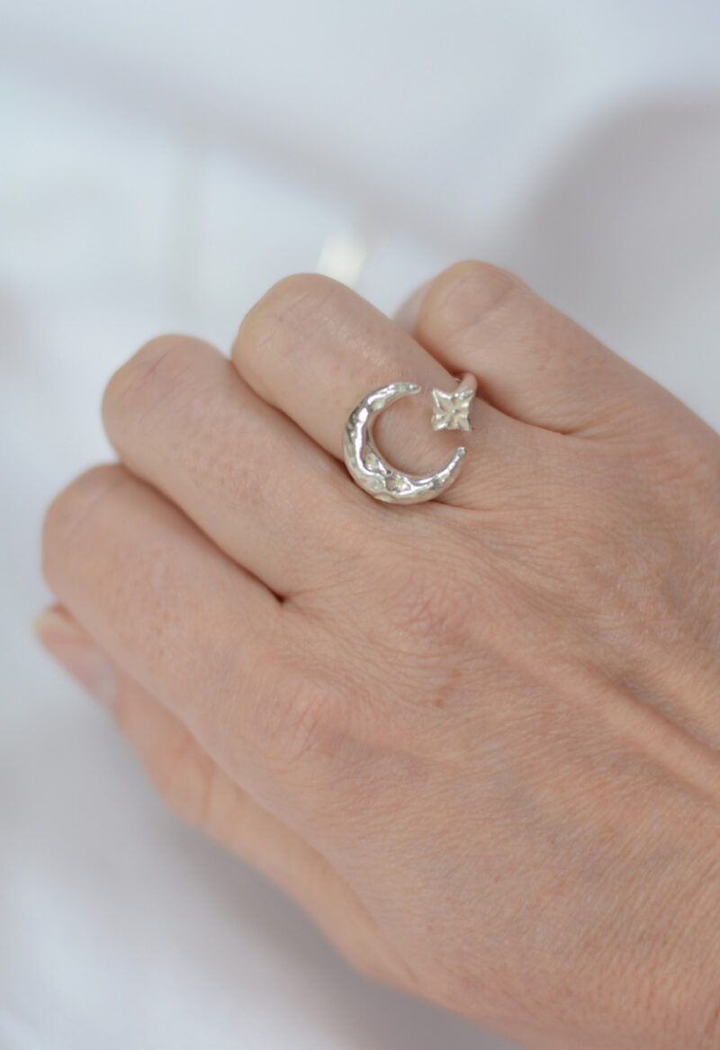 celeste ring mooki jewellery moon star ring chunky sterling silver cleethorpes british designer