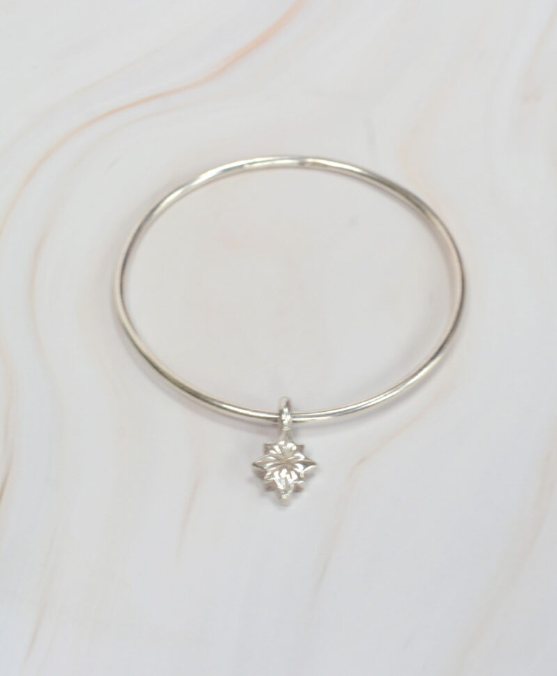 polaris bangle mooki jewellery recycled sterling silver sustainable chunky north star charm british