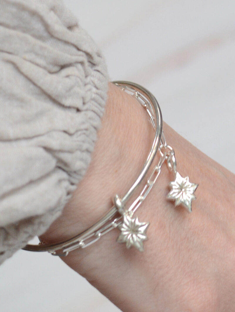 polaris bangle mooki jewellery north star silver chunky dainty sustainable recycled sterling cleethorpes jewellers