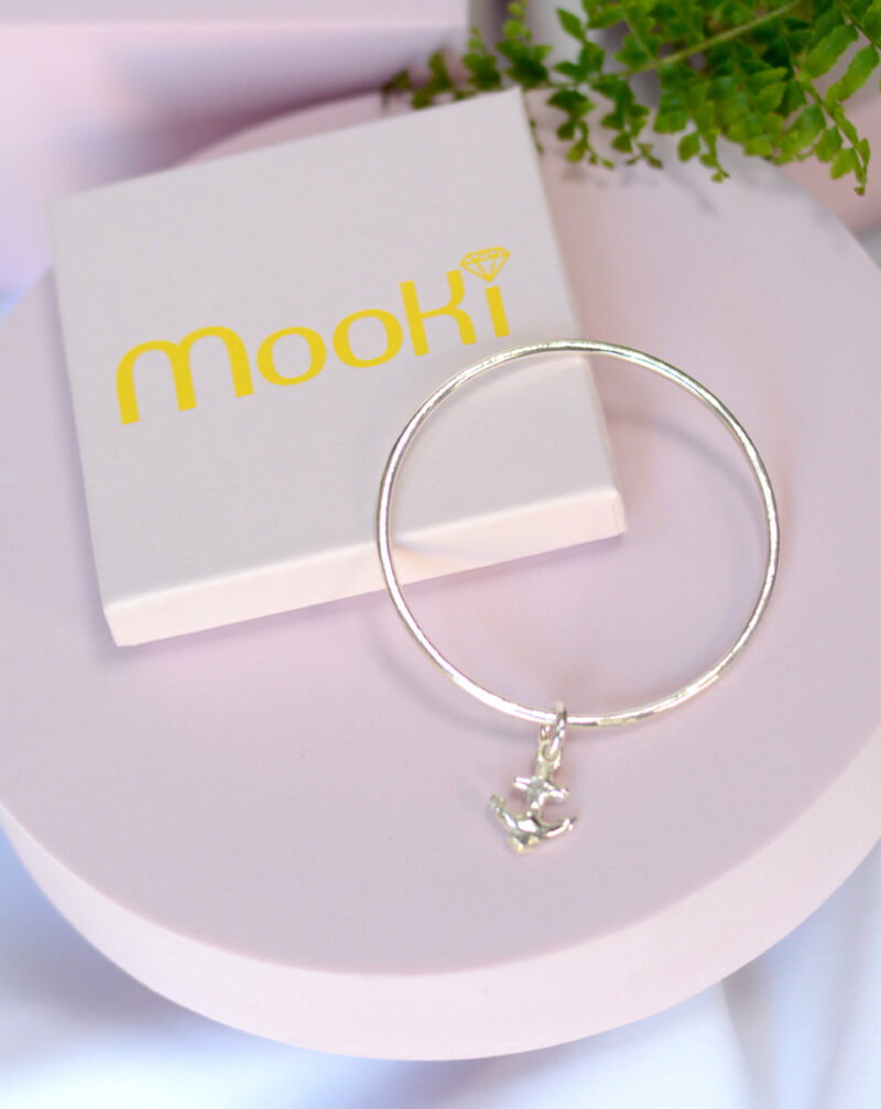 mooki jewellery anchor bangle charm sterling silver nautical sailor