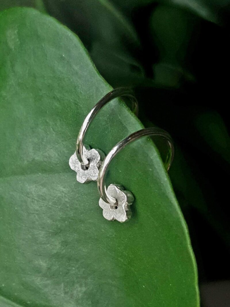 baby bloom hoops mooki jewellery silver flower earrings