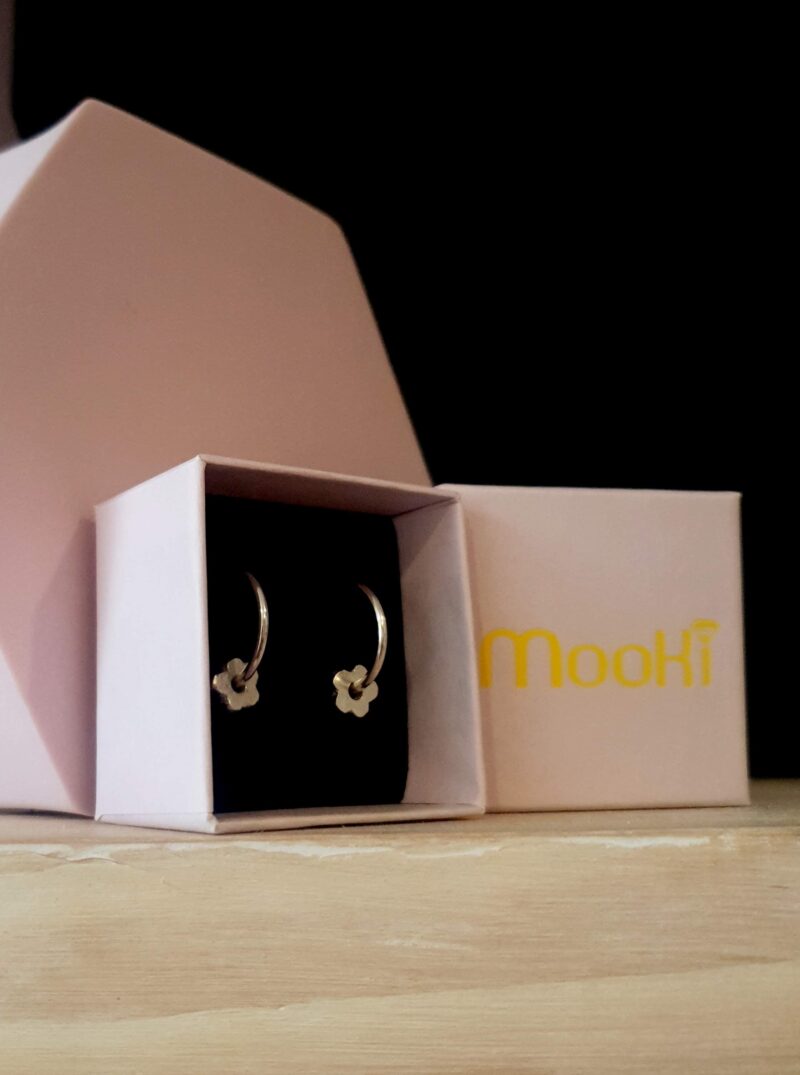 baby bloom hoops mooki jewellery silver flower earrings