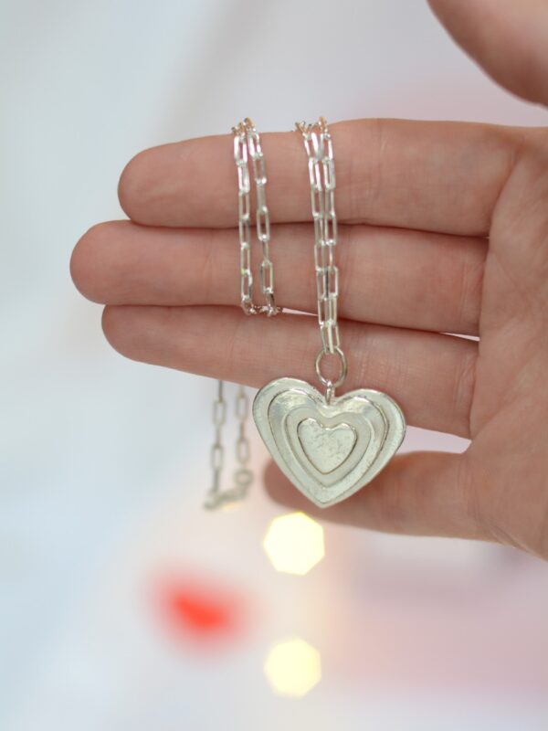 triple heart necklace mooki jewellery sterling silver paperclip trace chain