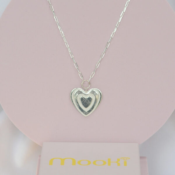 triple heart necklace mooki jewellery sterling silver paperclip trace chain