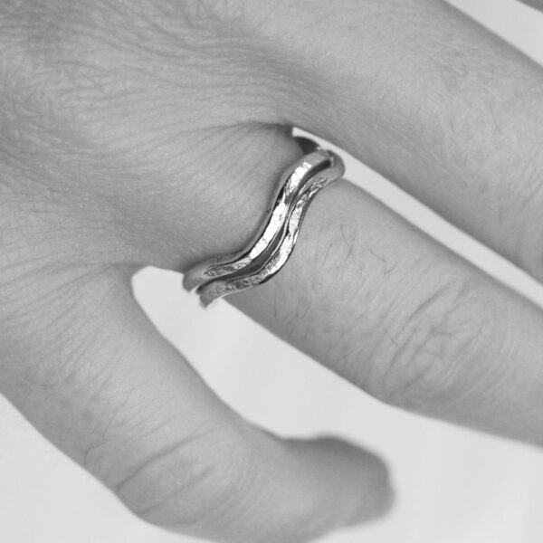 organic wave ring mooki jewellery recycled sterling silver wavy wiggle