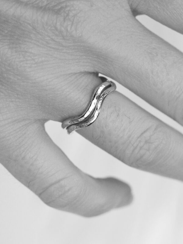 organic wave ring mooki jewellery recycled sterling silver wavy wiggle