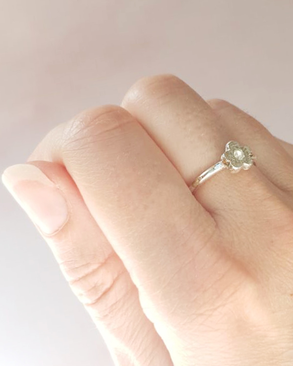 baby bloom ring flower dainty silver mooki jewellery