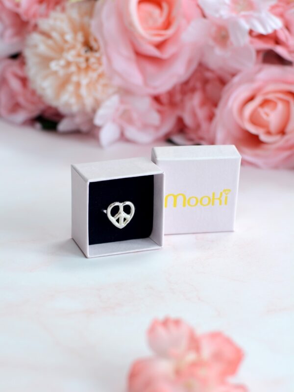 love & peace maxi ring recycled sterling silver mooki jewellery