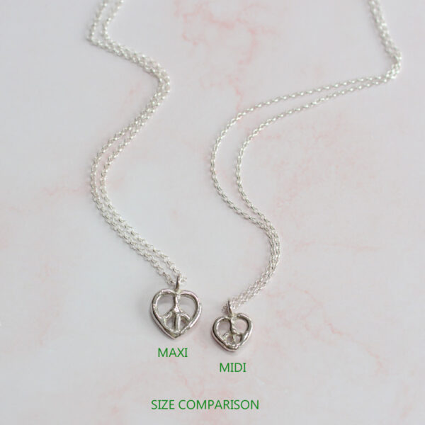 love & peace midi necklace recycled sterling silver mooki jewellery